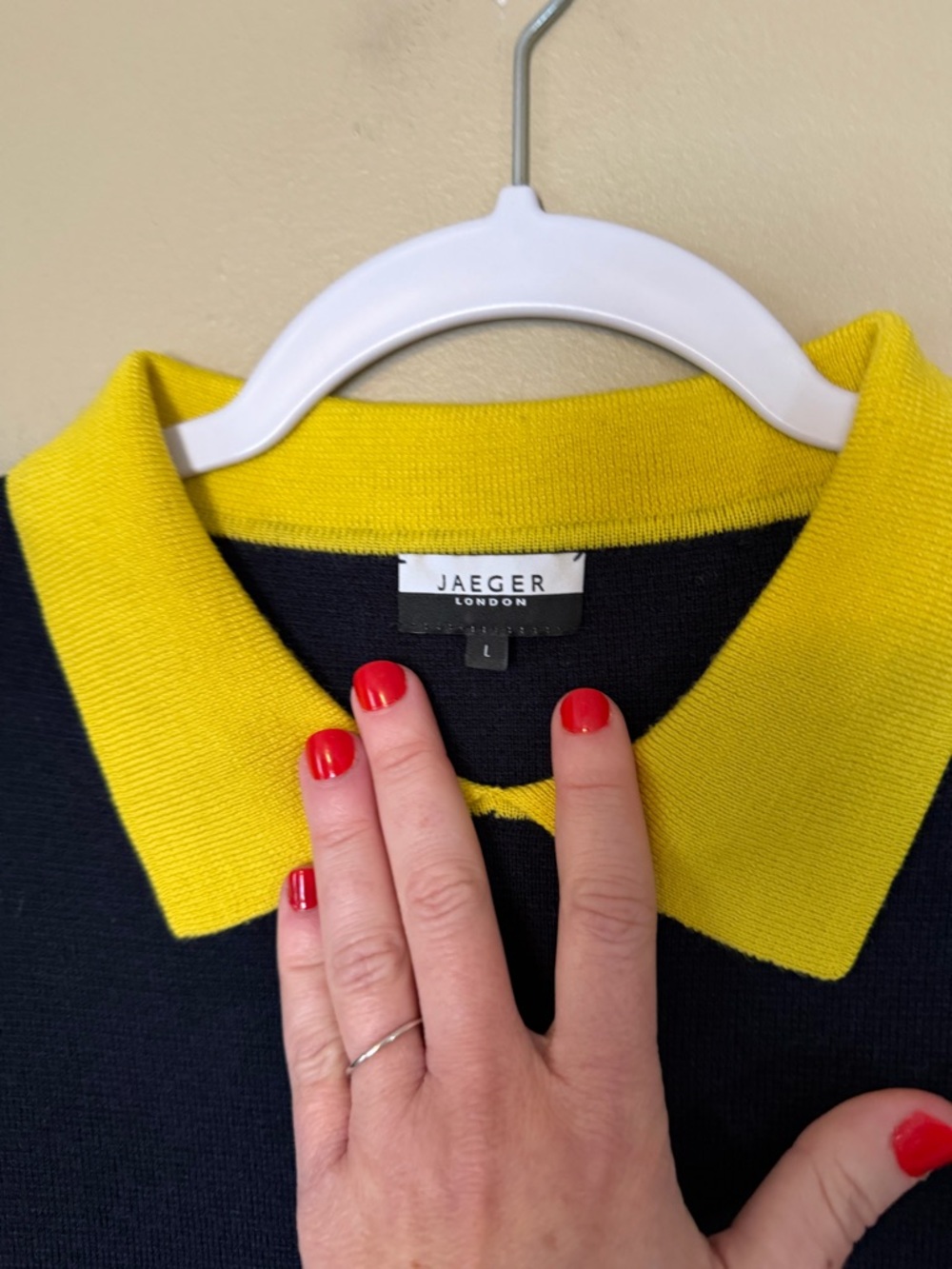 Jaeger Wool Colorblock Collared Sweater Dress - Picture 3 of 9
